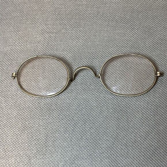 Lot 2 Antique 1900s Eyeglasses Gold Round Wire Frame Spectacles w/Case Edwardian - Picture 7 of 15